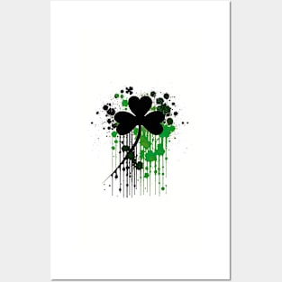 Saint Patrick's day shamrock leaf - splash and drip design Posters and Art